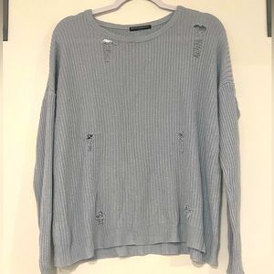 Brandy Melville Distressed Sweater Long Sleeve Sky Blue ONE SIZE, SOFT